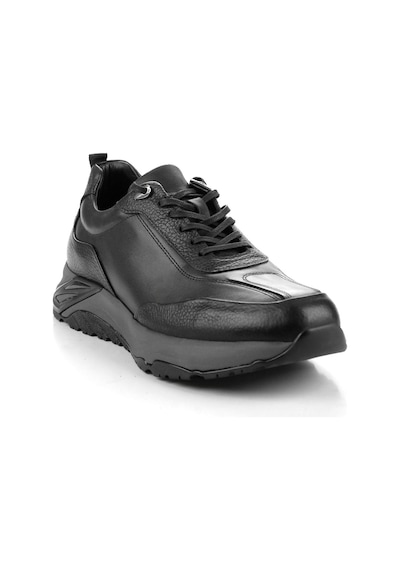Siyah Hakiki Deri Erkek Sneaker E01307270703 Siyah