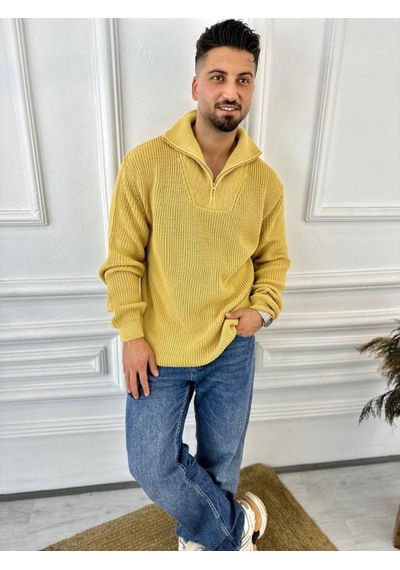 Elku Moda Kazak Oversize Tüylenmez Naturel Pamuk Fermuarlı Boğazlı Yaka Örme Triko Kazak Hardal Elku Moda Kazak Oversize Tüylenmez Naturel Pamuk Fermuarlı Boğazlı Yaka Örme Triko Kazak Hardal