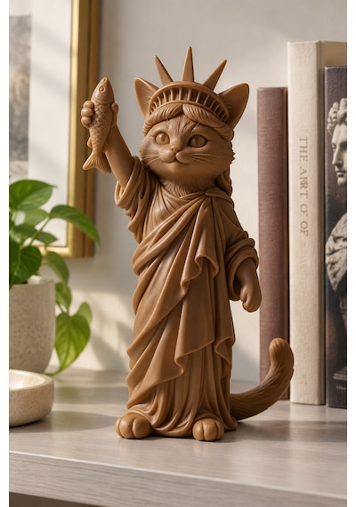 Özgürlüğün Kedisi Figürlü Dekoratif Biblo - Büyük Boy - 22cm 99967745