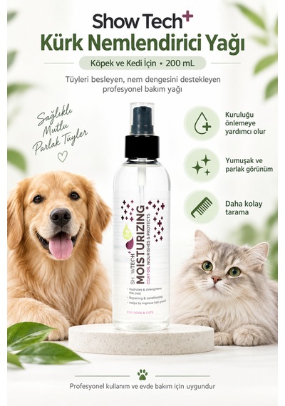 Showtech Köpek Ve Kedi İçin Nemlendirici Yağ 200 Ml - Her Ayrıntıda Fark Yaratan Pürüzsüz Tüyler