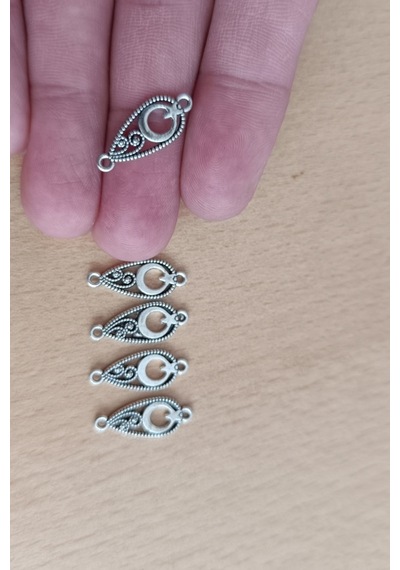 Tesbih Püskül Sallantı Aparatı Türk Bayraklı Metal Ay Yıldız Metal Aparat 10 Adet Gri Gri