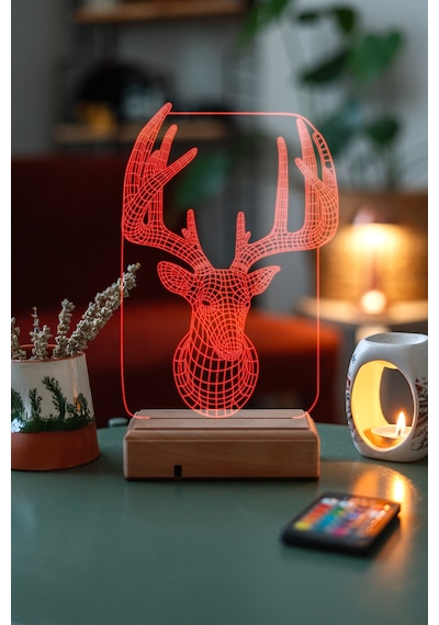 Özel Tasarım Geyik 3D Led Lamba