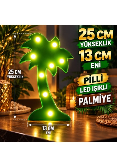 Led Işıklı Palmiye Ağacı Gün Işığı Led Işıklı Ağaç Yılbaşı Ağacı Dekorları Yılbaşı Aksesuarları 25 CM