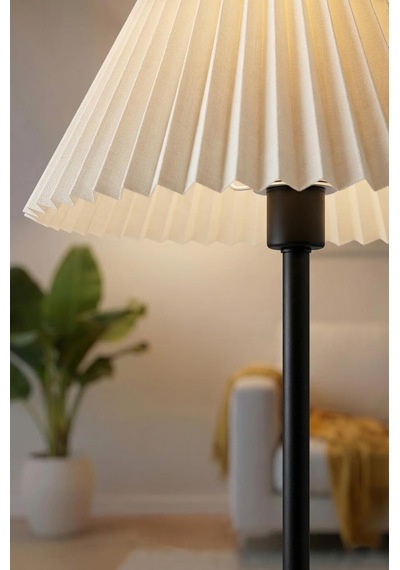 Umbrella Pileli Lambader Başlığı Kısa Kırma Kumaş İthal Krem Çap 36 Cm Lam12