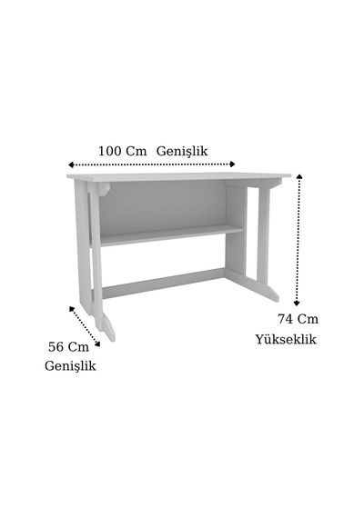 Enda Home Pillar Kütüphaneli Geniş Çalışma Masası 100x56 Cm Beyaz