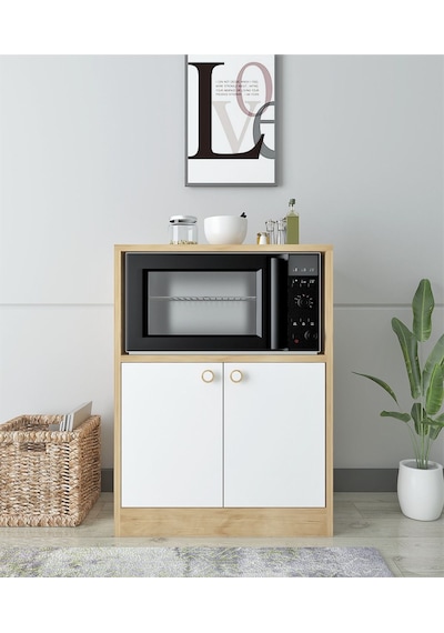Floradesign Wen80 Çok Amaçlı Dolap /fırın Dolabı /mutfak Organizeri Meşe+beyaz