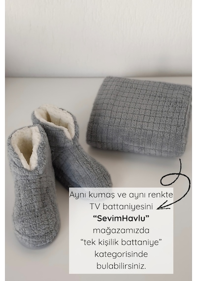 Sevim Kalın Kaydırmaz Tabanlı İçi Tüylü Ev Botu - Yumuşak, Peluş İç Astarlı, Kışlık Panduf-gri Grı/35-36 Gri