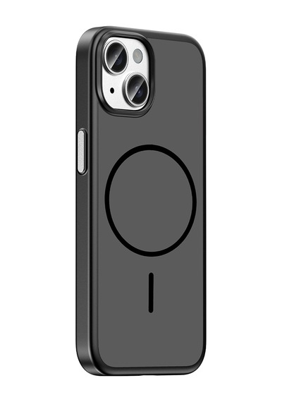 Apple iPhone Uyumlu 15 Kılıf Magsafe Şarj Özellikli Ultra İnce Mat Soft Lora Pc Kapak Siyah