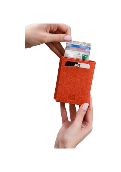 Mft Leather Hakiki Deri Erkek Mekanizmalı Cüzdan Retro 2660 Flother Mat Turuncu