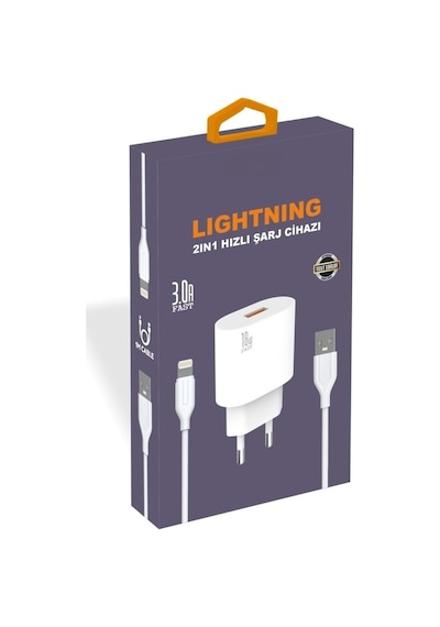 Pdateknoloji Yetty Lightning 2 İn 1 Hızlı Şarj Cihazı + Lightning Kablo Beyaz Yt-10l Yerli Üretim