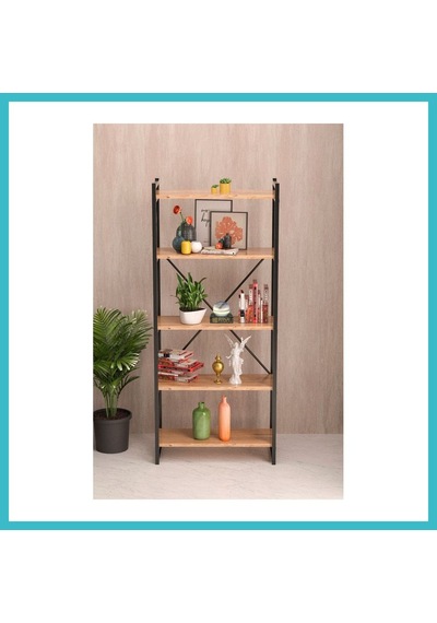 Bezos 5 Raflı Metal Kitaplık Ceviz 180 Cm Dfnbez