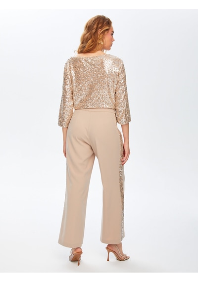 Faik Sönmez Yanı Payet Şeritli Wide Leg Fit Pantolon 69493 U6949334 Bej
