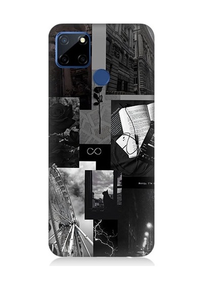 Realme C12 Uyumlu Siyah Beyaz Sonsuzluk Ve Anılar Desenli Silikon Kılıf