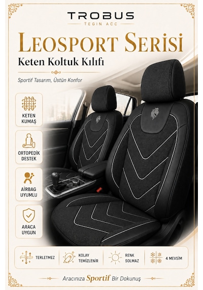 Subaru Impreza 2008 2009 2010 2011 Uyumlu Leosport Serisi Siyah Beyaz Oto Koltuk Kılıfı