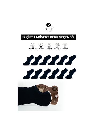 12 Cift Sneakers Kadın Corap Wolk Lacivert