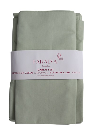 Faralya Life Baskılı Çift Kişilik Pike Takımı 200x220 Cm Pike 240x260 Çarşaf 2 Adet 50x70 Yastık Kılıfı %100 Pamuk Yumuşak Dokulu Yatak Örtüsü Seti Yeşil 