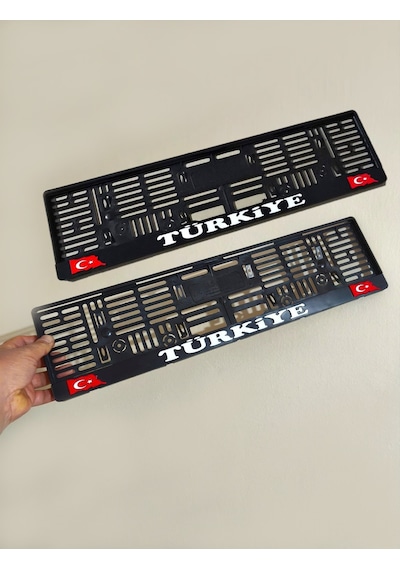 Oto Motto Plakalık İnce Parlak Siyah Plakalık Araba Plaka Çerçevesi 2 Adet Türkiye Yazılı