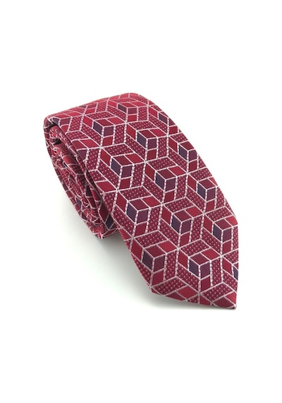 Pierroni Açık Bordo Beyaz Desenli Slim Kravat (521875218) Açık Bordo - Beyaz
