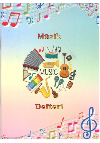 Müzik Defteri Büyük Boy A4 40 Yaprak Karton Kapak Sol Anahtarlı Kareli Müzik Defteri 1 Adet