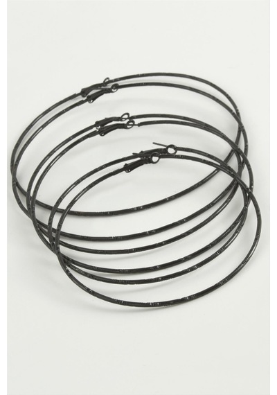 Noktalı - 738 - Metal Halka Küpe 6 - Glblseme - Adet Siyah