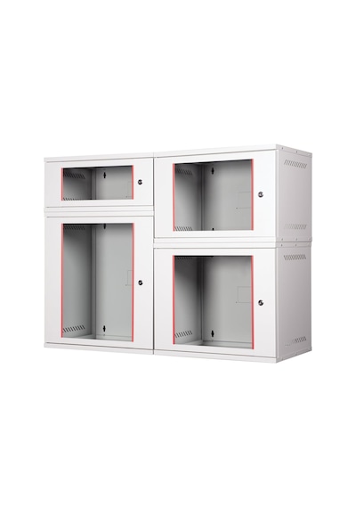 Lande 7u 19" Security Box Duvar Tipi Kabinet, Demonte, 542mm Genişlik, 400mm Derinlik, Açık Gri