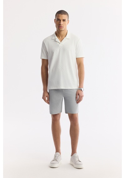 Avva Erkek Açık Gri Yanı Lastikli Gofreli Bi-stretch Slim Fit Chino Şort A51y3730