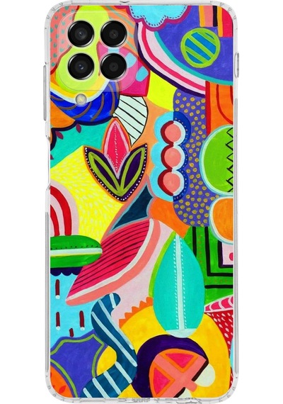 Samsung Galaxy M33 İle Uyumlu Retro Color 6 Kamera Korumalı Şeffaf Kılıf Şeffaf