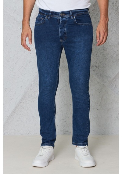 Blayn Jeans Erkek Lacivert Kot Pantolon Urban Fit Denim Esnek Rahat Kalıp Günlük Jean Pantolon Açık Lacivert