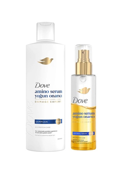 2 Adet Dove Çift Fazlı Saç Serumu 80ml & Dove Şampuan Amino Serum 375ml