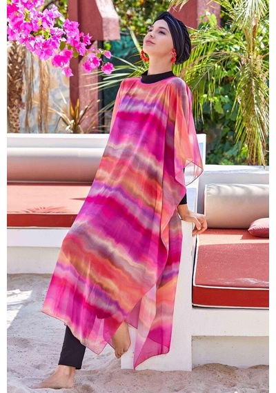 Adasea Mayo Üzerine Tek Pareo Kaftan Trıana 6100 Fuşya Fuşya