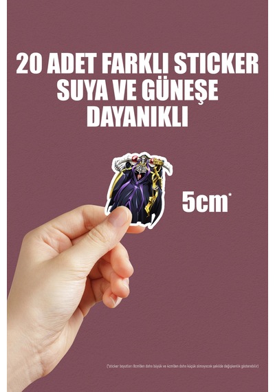 Overlord Anime Sticker Paketi 20 Adet Çok Renkli
