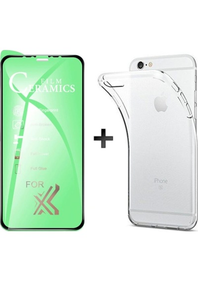 Apple Uyumlu iPhone 6 Seffaf Kilif + 9D Nano Ekran Koruyucu Kirilmaz Cam Siyah 397897123