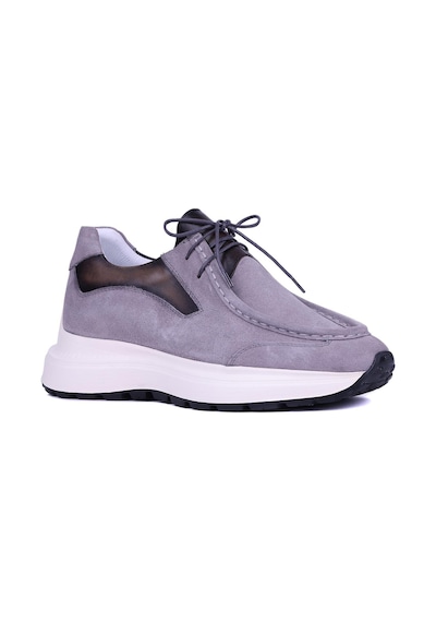Shoetyle - Gri Hakiki Süet Deri Bağcıklı Erkek Günlük Ayakkabı 115-k525-1373 Gri