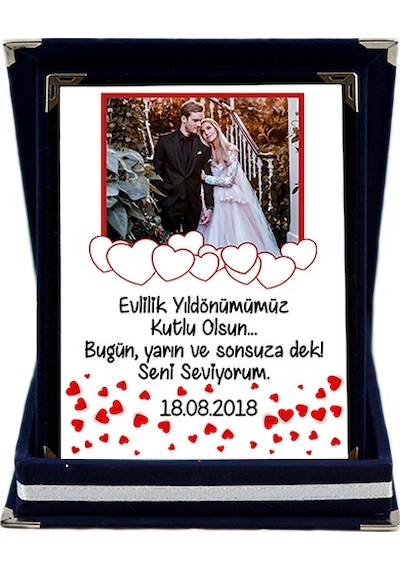 Evlilik Yıl Dönümü Hediyesi Fotoğraflı Kişiye Özel Plaket