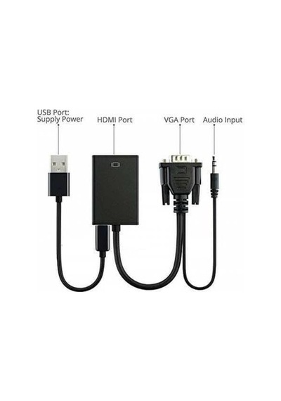 Vga To Hdmi Çevirici Dönüştürücü Adaptör Kablosu