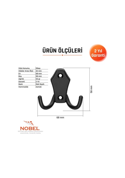 Ri Ko Askı, Metal Vestiyer Askısı, 54 Gr, Dolap Ve Duvar Askılığı, Matsi Yah Vidalı