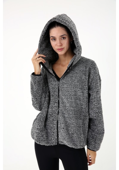 Scorp Voyage Kadın Peluş Kapüşonlu Sweatshirt Gri Standart Çok Renkli