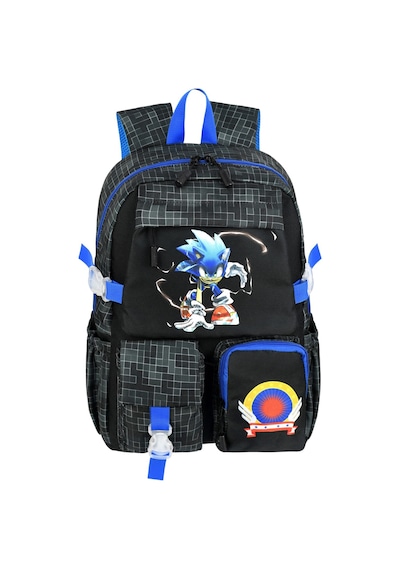 Waddell Kore Tarzi Cocuk Siyah Sonic Temali Ilkokul Sirt Cantasi Termal Beslenme Cantasi Ve Kale Beyaz