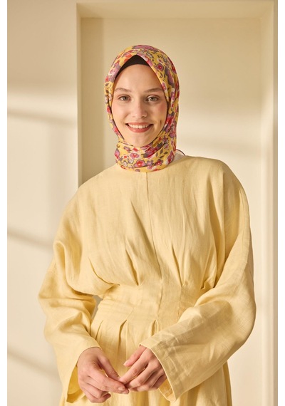 Silk Home Soft Eşarp 73090-24 Sarı, Pembe, Füme, Nar Çiçeği, Taş