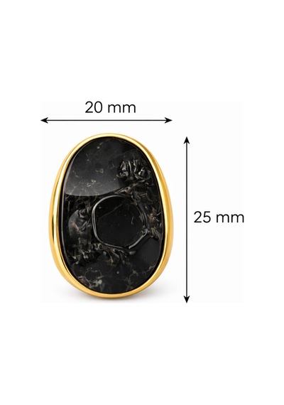 Siyah Oval Taşlı Gold Çerçeve Küpe Diğer