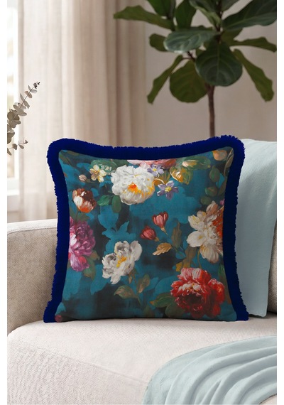 Çiçek Desen Barok Saçaklı Yastık Kılıfı-romantik Floral Petrol Mavi Lacivert Püsküllü Kırlent Kılıfı Puslu Esinti Nektar Çiçek Desen Barok Saçaklı Yastık Kılıfı-romantik Floral Petrol Mavi Lacivert Püsküllü Kırlent Kılıfı Puslu Esinti Nektar