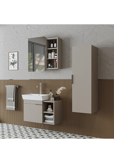 Likya Kapaklı Ve Açık Raflı Mdflam Lavabolu 72 Cm Banyo Dolabı Likya Kapaklı Ve Açık Raflı Mdflam Lavabolu 72 Cm Banyo Dolabı