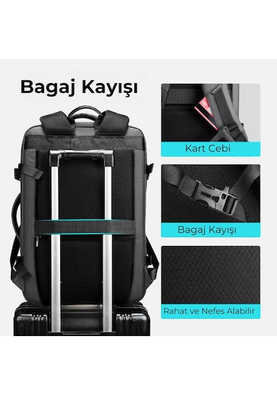 Mark Ryden Super Genişletilebilir Çoklu Bölmeli Laptop Giysi Sırt Çantası G1 Mr9822 Kr00ⅱ Siyah Siyah
