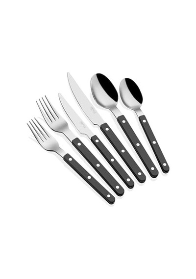 The Mia Comida Çatal Kaşık Bıçak Takımı Siyah 36 Parça Çok Renkli