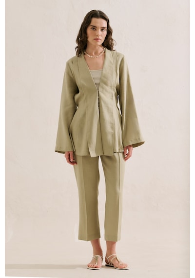 Manuka Keten Pileli Kimono Ceket Taş Ss26ckt00016-0225