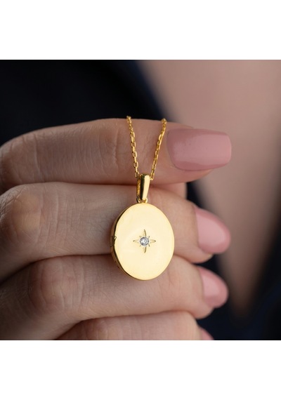 Premium Parlak Ve Şık Gold Renk Kutup Yıldızı Açılabilir Kadın 925 Ayar Gümüş Kolye 45 Cm
