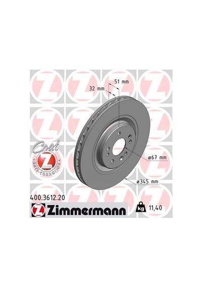 Zımmermann Fren Dıskı On Mercedes Ml-class W163 98 05 IS00-ZIMMERMANN 400.3612.20