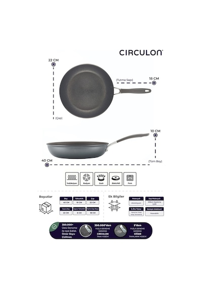 Circulon 2'li Kızartma Tava Seti 22 Cm + 26 Cm Gri