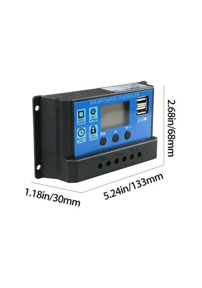 Güneş Paneli Şarj Kontrol Cihazı Regülatörü 20a 12v 24v Lcd Ekran Çift Usb Çıkışlı Pwm Akü Şarj Regülatörü Solar Panel Kelektronik
