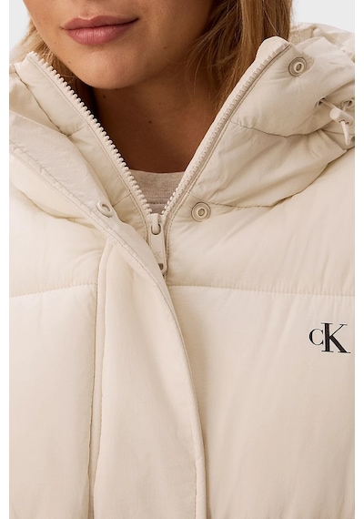 Calvin Klein Regular Fit Kapüşonlu Kemer Detaylı Mont Lv047d507g67u Kadın Mont Lv047d507g 67u Ekru